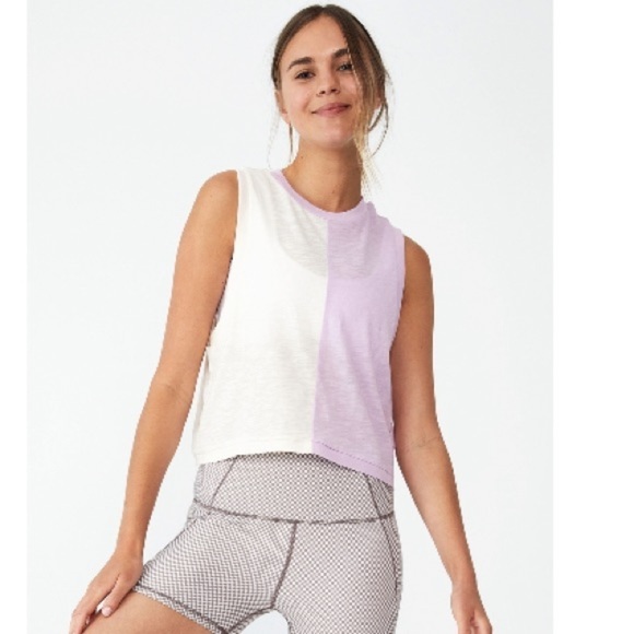 Cotton On Body Women's The Tank Top Colorblock Cream pink orchid splice - Picture 5 of 8